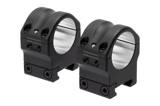 Aluminum scope rings fit 30mm riflescope tubes and have a black coating